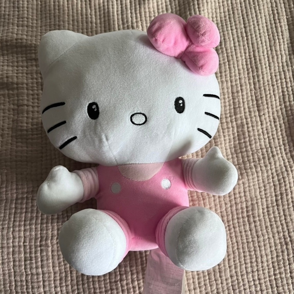 Hello Kitty‎ Plush Stuffed Animal Toy Pink Overalls Bow 2024 Sanrio
